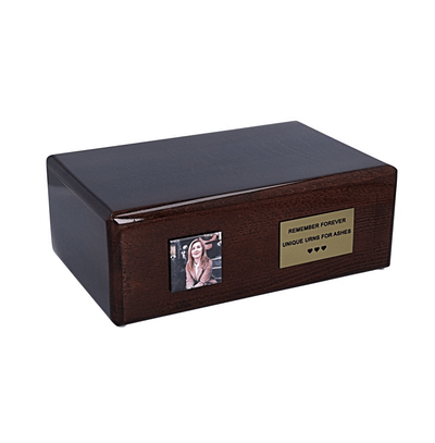 Wooden Urn for Human Ashes With Photo Personalized Casket for Adult