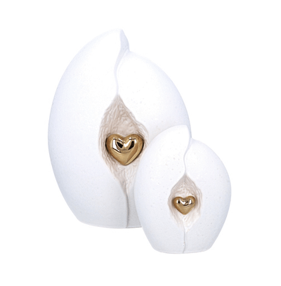 Ceramic cremation urn for human ashes with heart Decorative urn