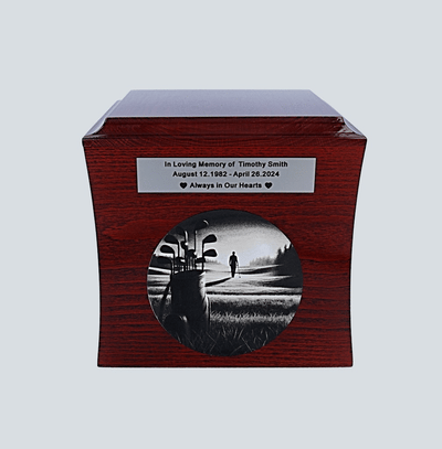 Golf urn for ashes Theme urn for a golfer Modern wooden personalized urn