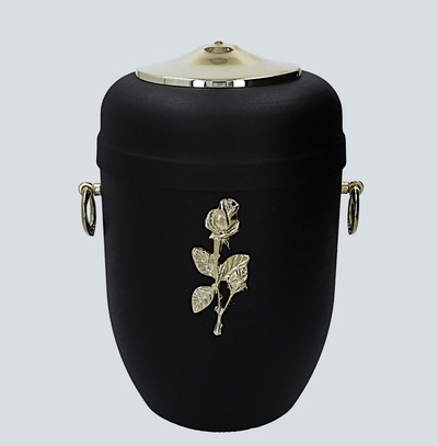 Beautiful Black Metal Cremation Urn for Ashes, Funeral Urn for Adult .