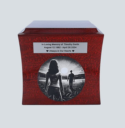 Husband urn for loved man Urn for partner Man urn Male urn Decorative urn for loved one Wooden casket urn Modern urn Wood engraved casket