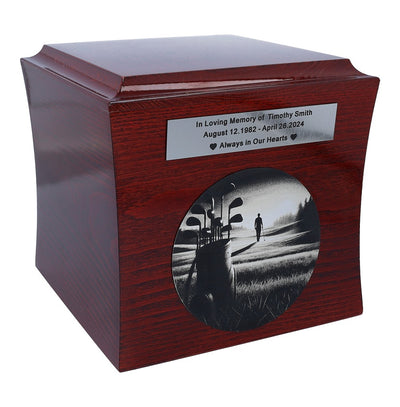 Golf urn for ashes Theme urn for a golfer Modern wooden personalized urn