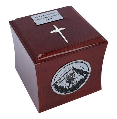Mountain urn for ashes cremation urn with mountains Artistic wooden casket