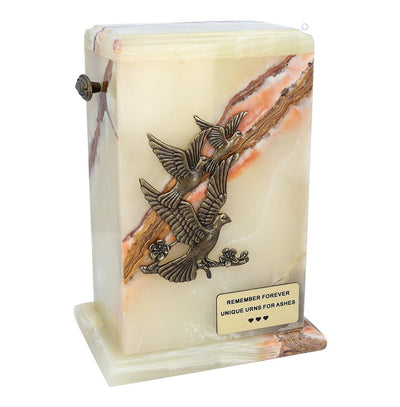 Stone Casket Natural  Onyx  with Flying Doves- Cremation Ashes Urn For Adult (12MG )