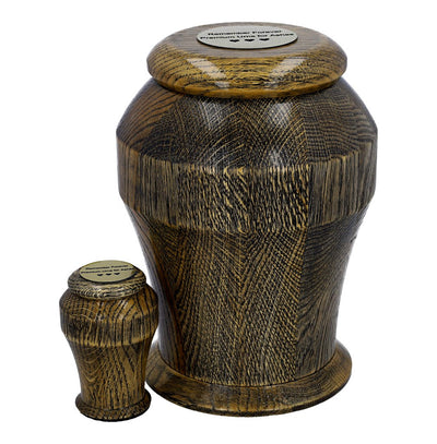 Premium Gold Wooden Urn For Human Ashes With Keepske Set