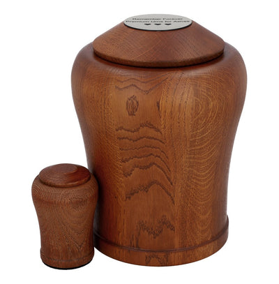 Premium Dark Brown Oak Wooden Cremation Urn for Adult Ashes with Keepsake