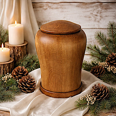 Adult Beech Wood Cremation Urn – Solid Wood Urn for Human Ashes