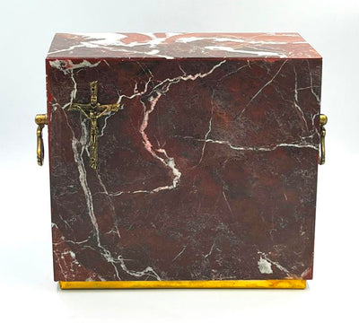 Stone Casket Natural  Marble with Cross Cremation Ashes Urn For Adult (ST1C )