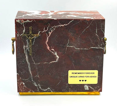 Stone Casket Natural  Marble with Cross Cremation Ashes Urn For Adult (ST1C )