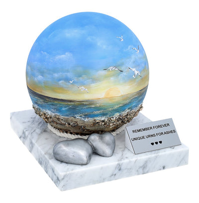 Funeral Urn with Beach Motif Artistic creamtion urn for ashes