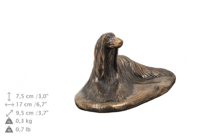 Solid Wood Casket  Afghan Hound lying Memorial Urn for Dog's ashes,with Dog statue.(1) - unique.urns_caskets