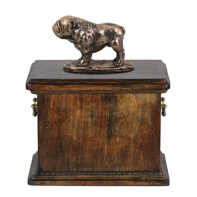 Solid Wood Casket Bulldog  Urn for Dog's ashes,with Dog statue.(18) - unique.urns_caskets
