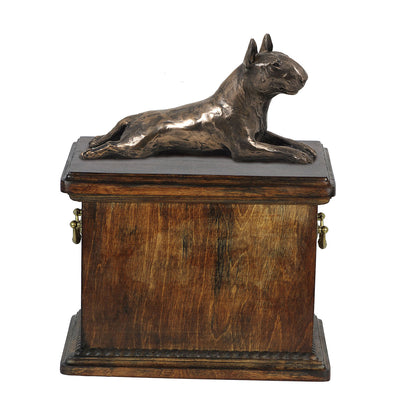 Solid Wood Casket Bull Terrier Lying  Urn for Dog's ashes,with Dog statue.(14) - unique.urns_caskets