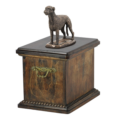 Solid Wood Casket Irish Wolfhound Dog Urn for Dog's ashes,with Dog statue.(34) - unique.urns_caskets