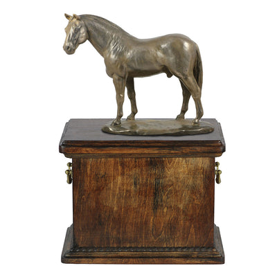 Beautiful solid wood casket with Bronze Statue - Hanoverian Horse cremation casket for Horse ashes (8) - unique.urns_caskets