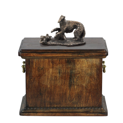Solid Wood Casket Borzoi Urn for Dog's ashes,with Dog statue.(8) - unique.urns_caskets