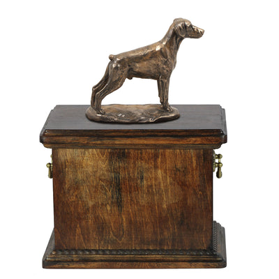 Solid Wood Casket Doberman Uncropped  Urn for Dog's ashes,with Dog statue.(25) - unique.urns_caskets