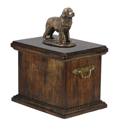 Solid Wood Casket Newfoundland Dog Urn for Dog's ashes,with Dog statue.(38) - unique.urns_caskets