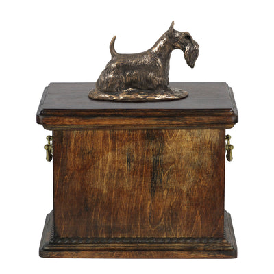 Solid Wood Casket Scottish Terrier Memorial Urn for Dog's ashes,with Dog statue.(48) - unique.urns_caskets