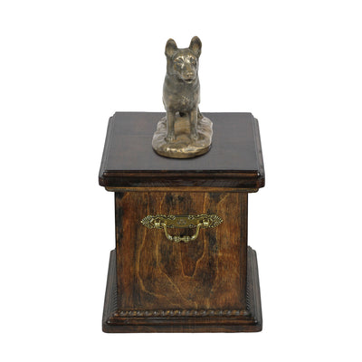 Solid Wood Casket  German Shepherd Dog Urn for Dog's ashes,with Dog statue.(32) - unique.urns_caskets