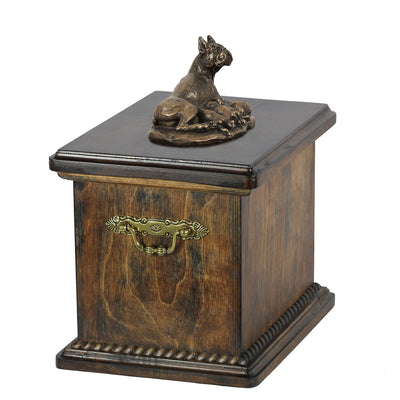 Solid Wood Casket Boxer Mom Urn for Dog's ashes,with Dog statue. (11) - unique.urns_caskets