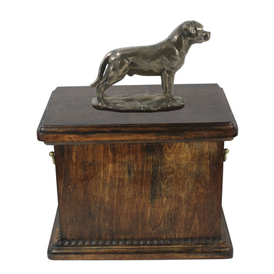 Solid Wood Casket Rottweiler with a tail Memorial Urn for Dog's ashes,with Dog statue (63) - unique.urns_caskets