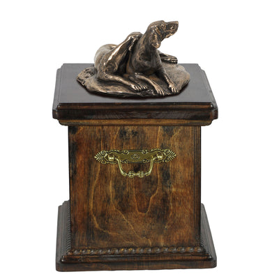 Solid Wood Casket Weimaraner pair Memorial Urn for Dog's ashes,with Dog statue.(52) - unique.urns_caskets
