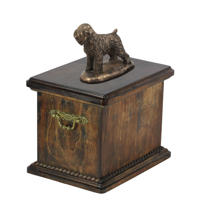 Solid Wood Casket Black Russian Terrier Memorial Urn for Dog's ashes,with Dog statue.Pet Urn(6) - unique.urns_caskets