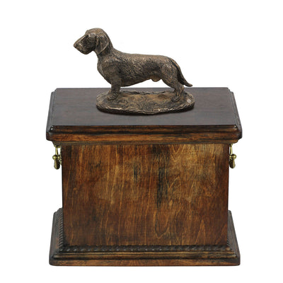 Solid Wood Casket Dachshund Wirehaired Urn for Dog's ashes,with Dog statue.(23) - unique.urns_caskets