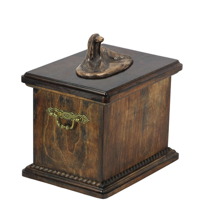 Solid Wood Casket  Afghan Hound lying Memorial Urn for Dog's ashes,with Dog statue.(1) - unique.urns_caskets
