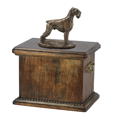 Solid Wood Casket Schnauzer uncropped Memorial Urn for Dog's ashes,with Dog statue.(47) - unique.urns_caskets