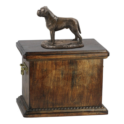 Solid Wood Casket  Bullmastiff Urn for Dog's ashes,with Dog statue.(21) - unique.urns_caskets