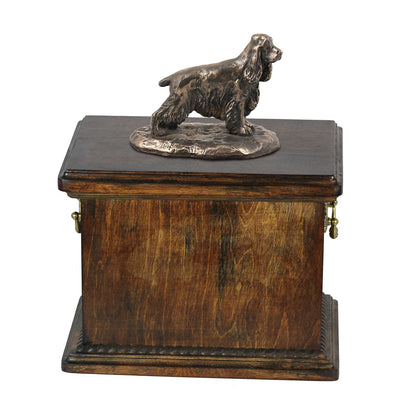 Solid Wood Casket English Springer Spaniel Urn for Dog's ashes,with Dog statue.(67) - unique.urns_caskets
