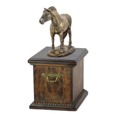 Beautiful solid wood casket with Bronze Statue - Norwegian Fjord Horse cremation casket for Horse ashes (5) - unique.urns_caskets