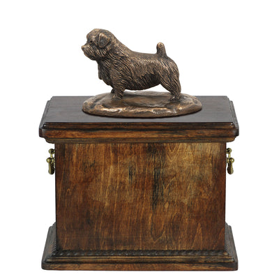 Solid Wood Casket Norfolk Terrier Memorial Urn for Dog's ashes,with Dog statue.(39) - unique.urns_caskets