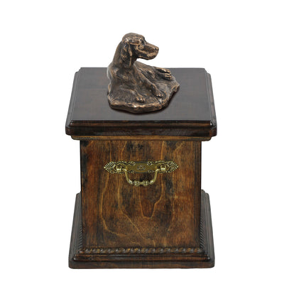 Solid Wood Casket Setter lying Memorial Urn for Dog's ashes,with Dog statue.(49) - unique.urns_caskets