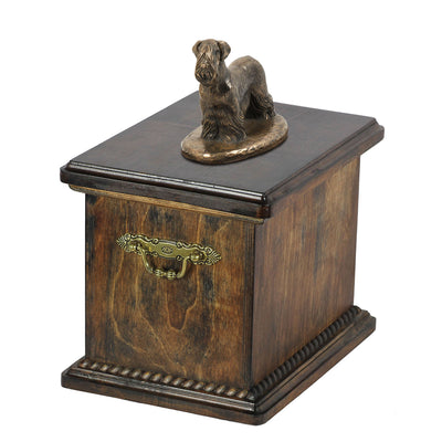 Solid Wood Casket  Cesky Terrier Urn for Dog's ashes,with Dog statue.(22) - unique.urns_caskets