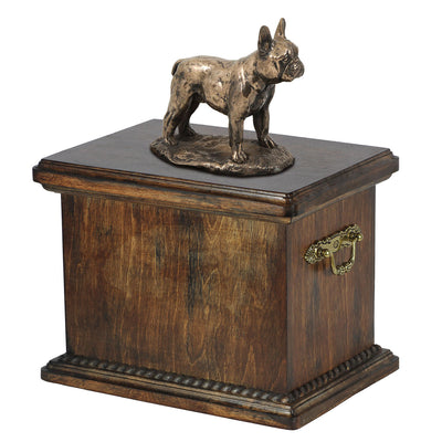 Solid Wood Casket  French Bulldog Urn for Dog's ashes,with Dog statue.(29) - unique.urns_caskets