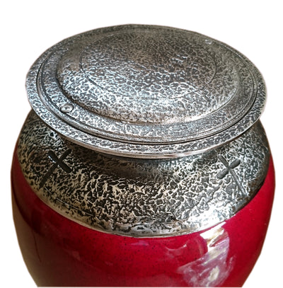 Exclusive Beautiful Glass Cremation Urn- Red -Adult  Funeral Urn For Ashes+Cross (ARt2) - unique.urns_caskets