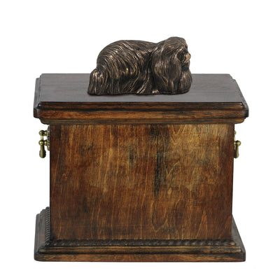 Solid Wood Casket   Pekingese Memorial Urn for Dog's ashes,with Dog statue.(41) - unique.urns_caskets