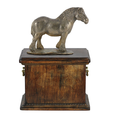 Beautiful solid wood casket with Bronze Statue - Percheron- Belgian Horse cremation casket for Horse ashes (9) - unique.urns_caskets