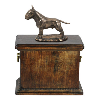 Solid Wood Casket Bull Terrier  Urn for Dog's ashes,with Dog statue.(13) - unique.urns_caskets