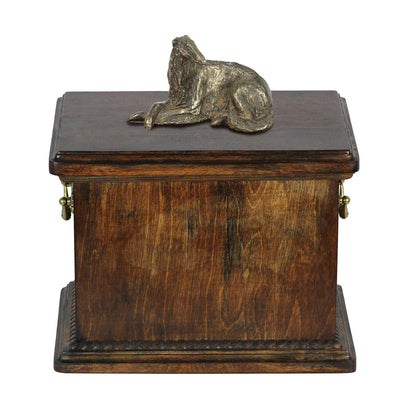Solid Wood Casket Borzoi Lying  Urn for Dog's ashes,with Dog statue.(9) - unique.urns_caskets