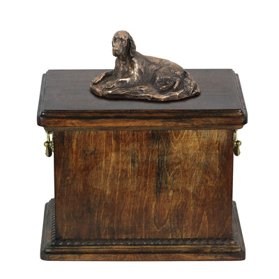 Solid Wood Casket Setter lying Memorial Urn for Dog's ashes,with Dog statue.(49) - unique.urns_caskets