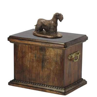 Solid Wood Casket  Cesky Terrier Urn for Dog's ashes,with Dog statue.(22) - unique.urns_caskets