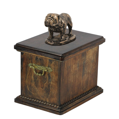 Solid Wood Casket Bulldog  Urn for Dog's ashes,with Dog statue.(18) - unique.urns_caskets