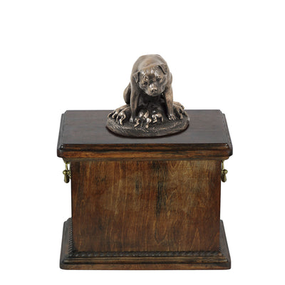 Solid Wood Casket Rottweiler mom Memorial Urn for Dog's ashes with Dog statue (45) - unique.urns_caskets
