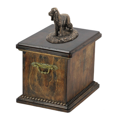 Solid Wood Casket English Springer Spaniel Urn for Dog's ashes,with Dog statue.(67) - unique.urns_caskets