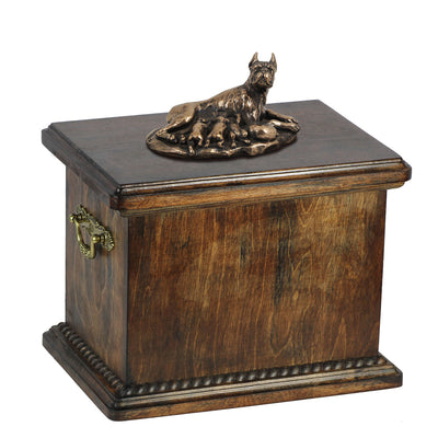 Solid Wood Casket Boxer Mom Urn for Dog's ashes,with Dog statue. (11) - unique.urns_caskets