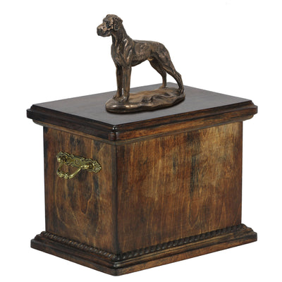 Solid Wood Casket  Great dane uncropped Memorial Urn for Dog's ashes,with Dog statue.(56) - unique.urns_caskets